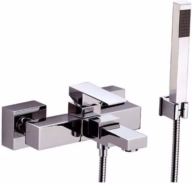 Rubinetto vasca duplex esterno, con flessibile cm.150 e supporto e doccetta in ottone cromato - serie skyline