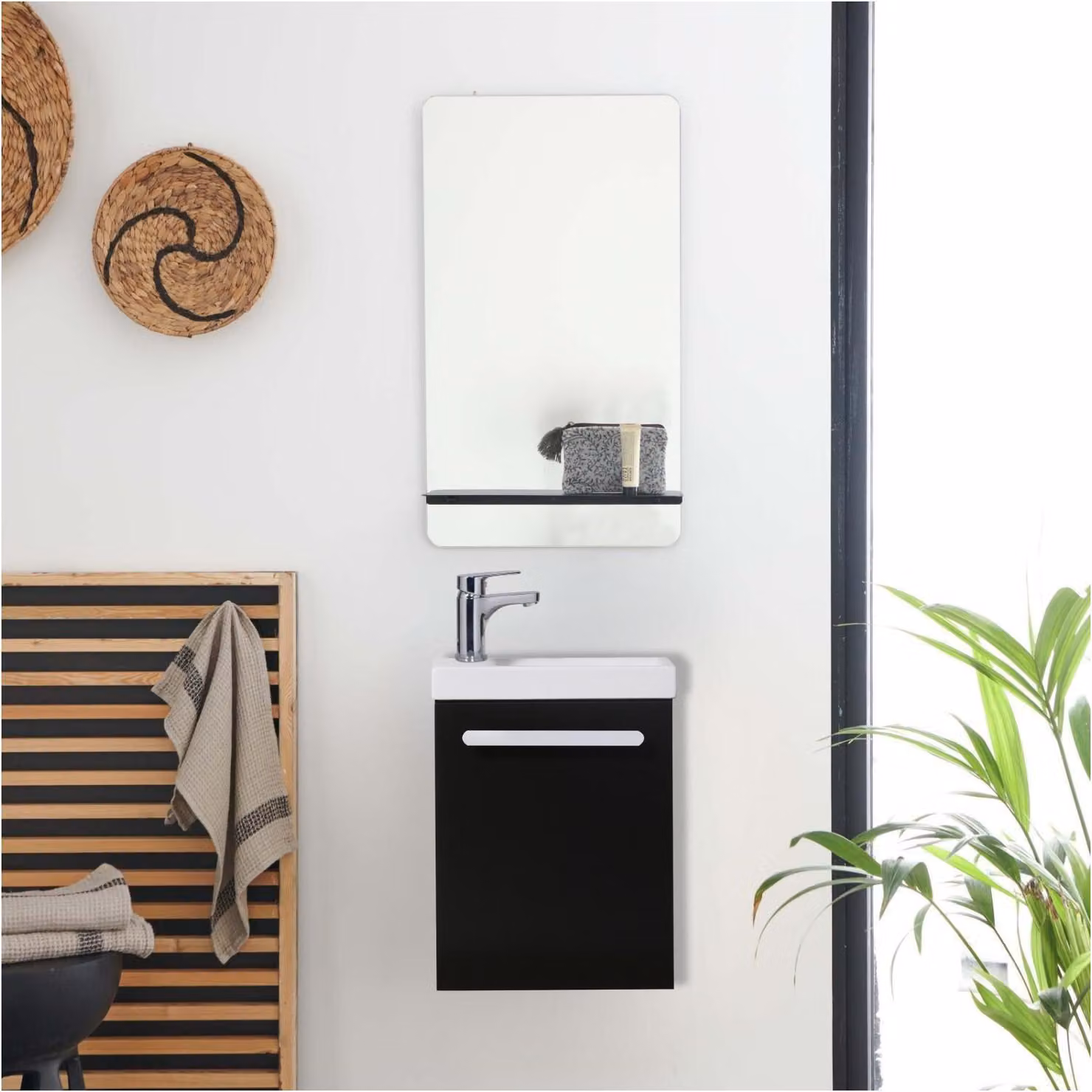 Set lavabo sospeso Nevada con specchio e mensola