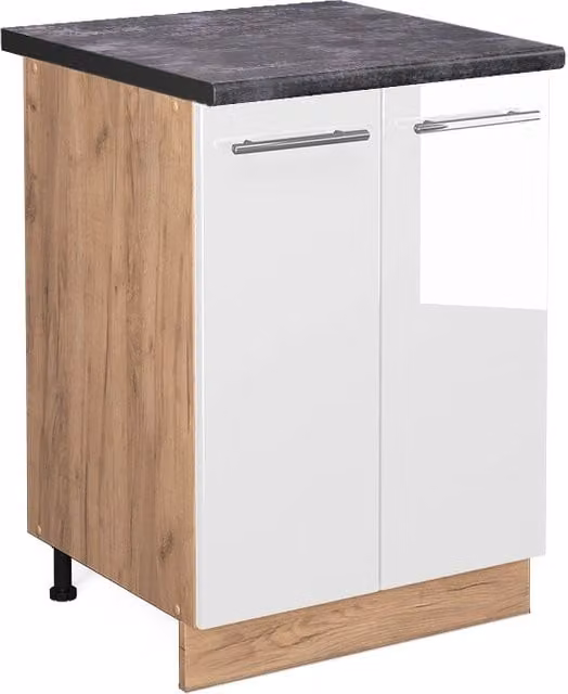 Mobiletto base cucina Fame-Line Bianco lucido/Rovere dorato 60 cm, PL Antracite Vicco