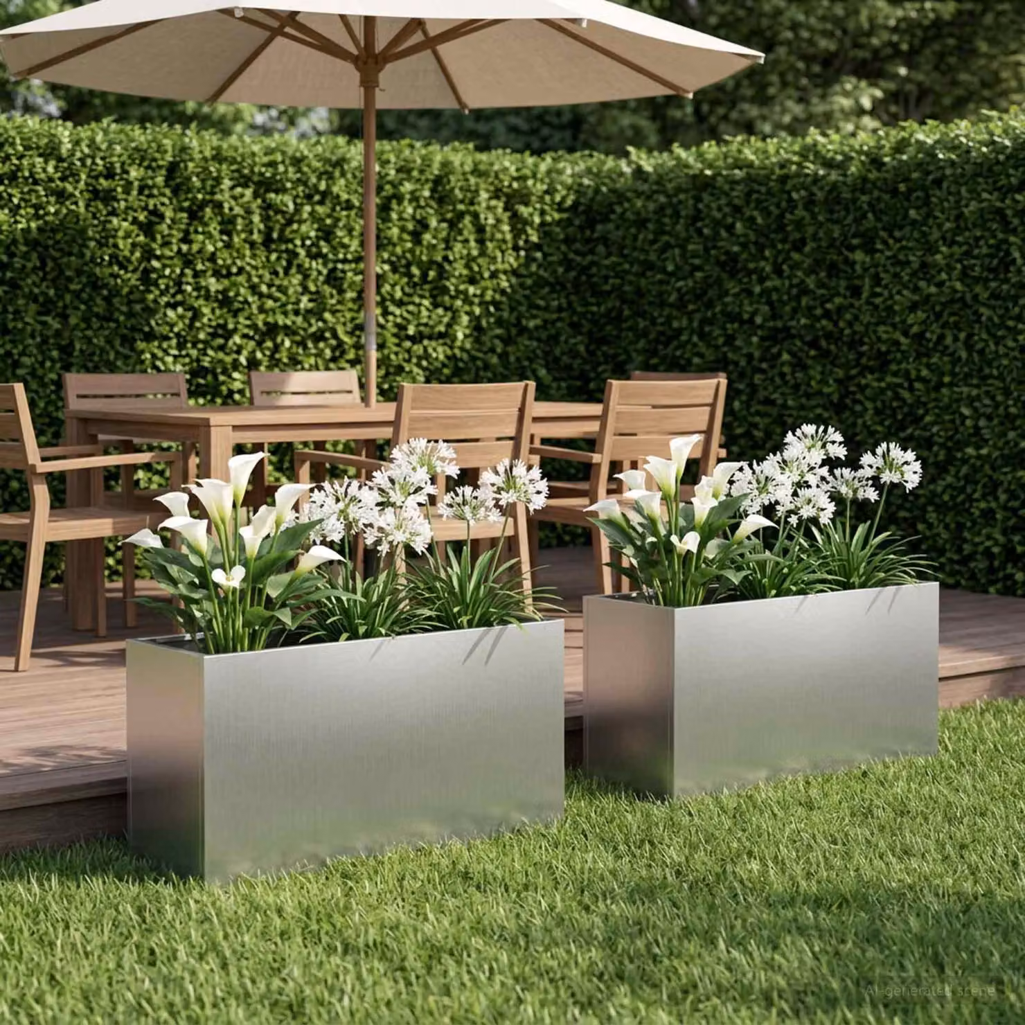 Set di 2 vasi da giardino vidaXL in acciaio zincato argento L: 100 cm, P: 30 cm, H: 50 cm