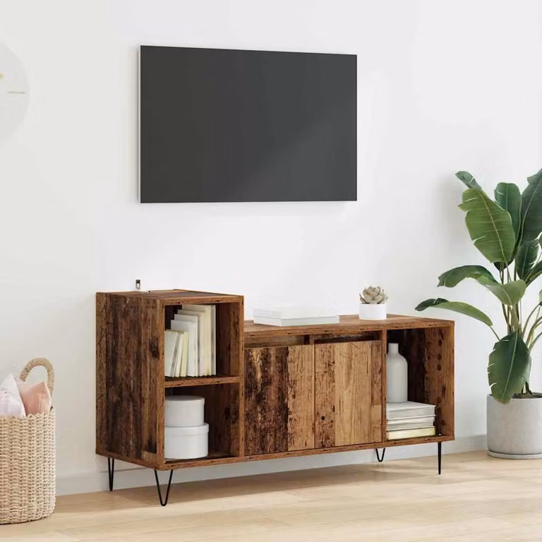 Mobile TV vidaXL moderno in legno e metallo marrone L 100 cm x P 35 cm x H 55 cm