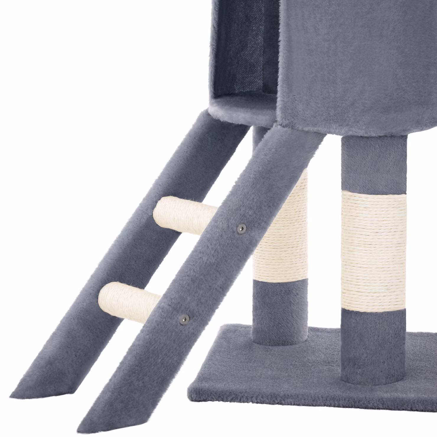 Albero tiragraffi Dominik TecTake GmbH grigio con groviglio in sisal, cave e giocattoli integrati – 1
