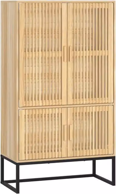 Credenza in legno di pino e metallo stile scandinavo beige per sala da pranzo H: 125 cm, L: 70 cm, P: 35 cm