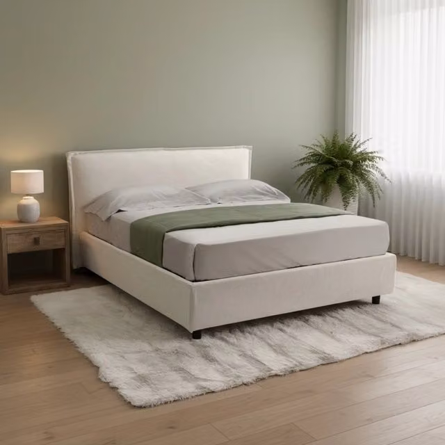Letto Matrimoniale Bruzolo DMORA con Materasso e Contenitore a Alzata, Beige e Nero, L/P: 160 x 200 cm – 1