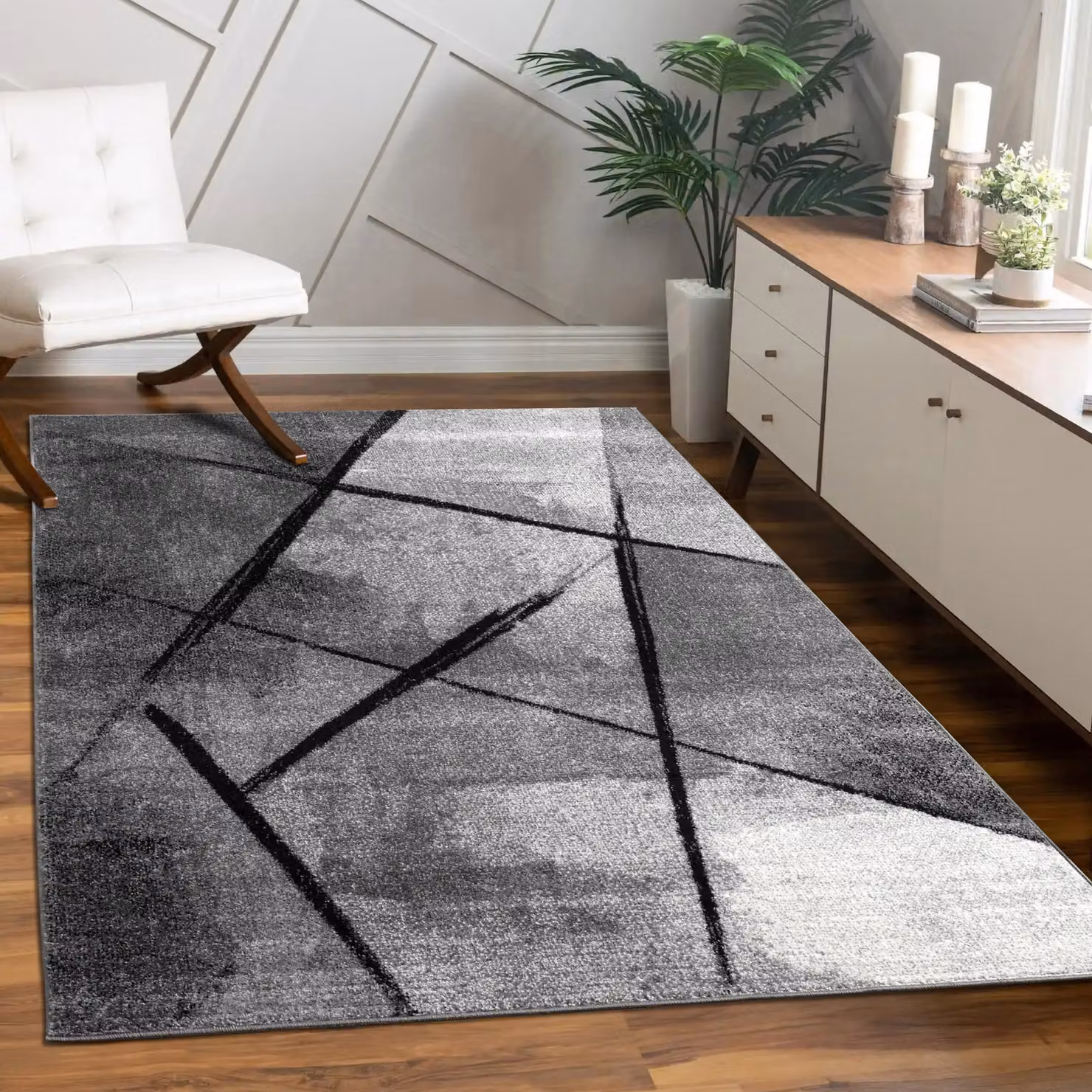 Tappeto Monde grigio con design astratto moderno L: 150 cm, P: 80 cm – 2