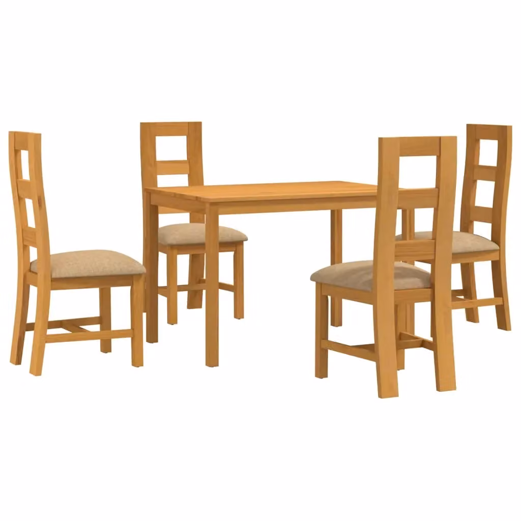 Set da pranzo moderno vidaXL in legno di quercia beige composto da tavolo rettangolare e 4 sedie L: 110 cm, P: 75 cm, H: 75 cm – 2