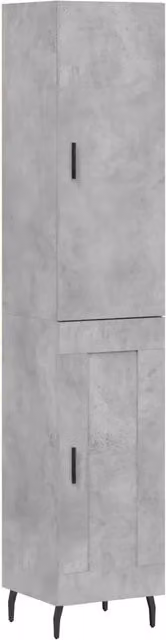 Credenza moderna in legno multistrato e metallo Grigio Cemento H 180 x L 34,5 x P 34 cm