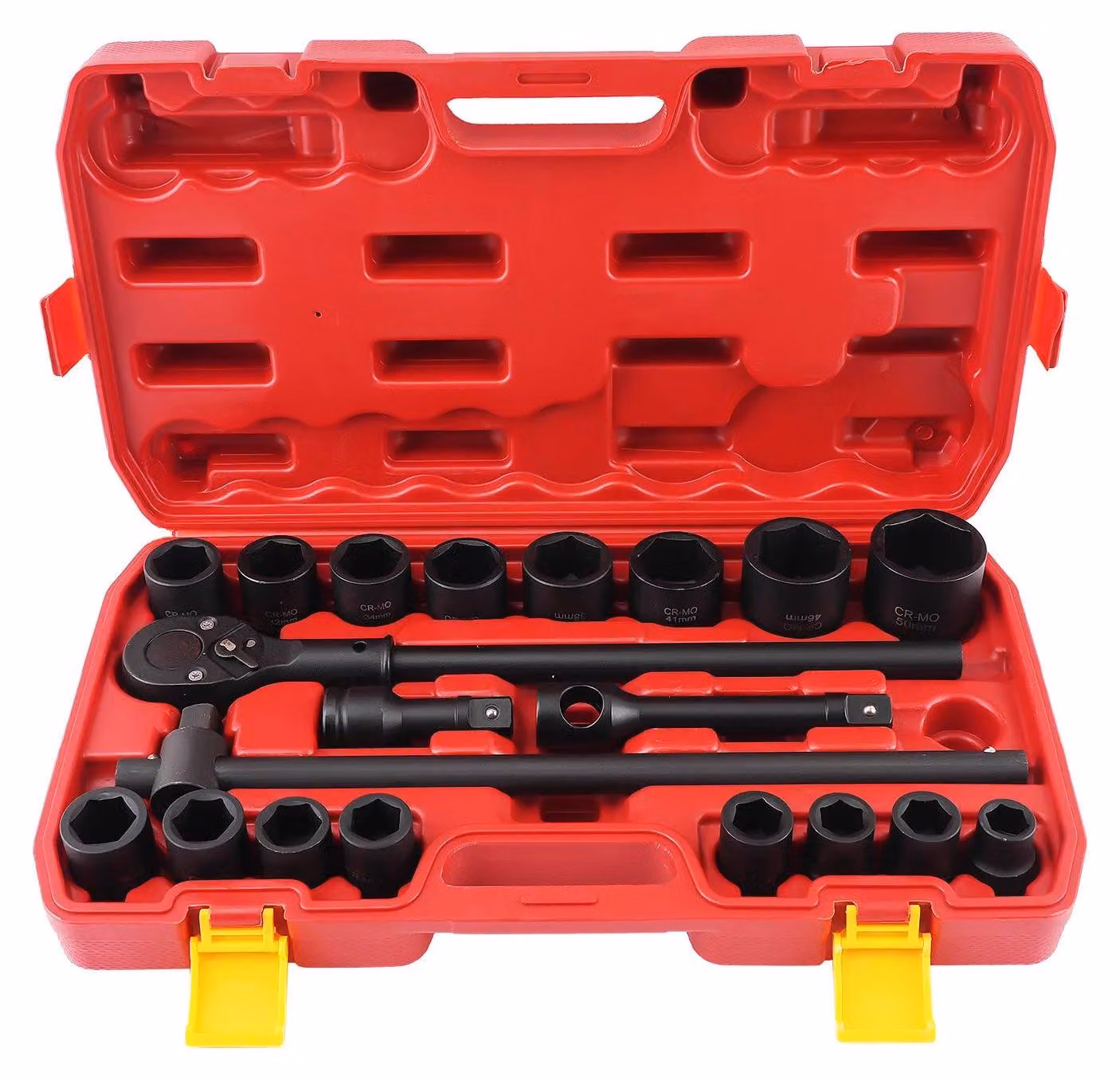 Set di bussole per avvitatore a percussione - attacco da 3/4 di pollice (1,9 cm) - 21 pezzi, da 19 a 50 mm - prolunga - valigetta con utensili