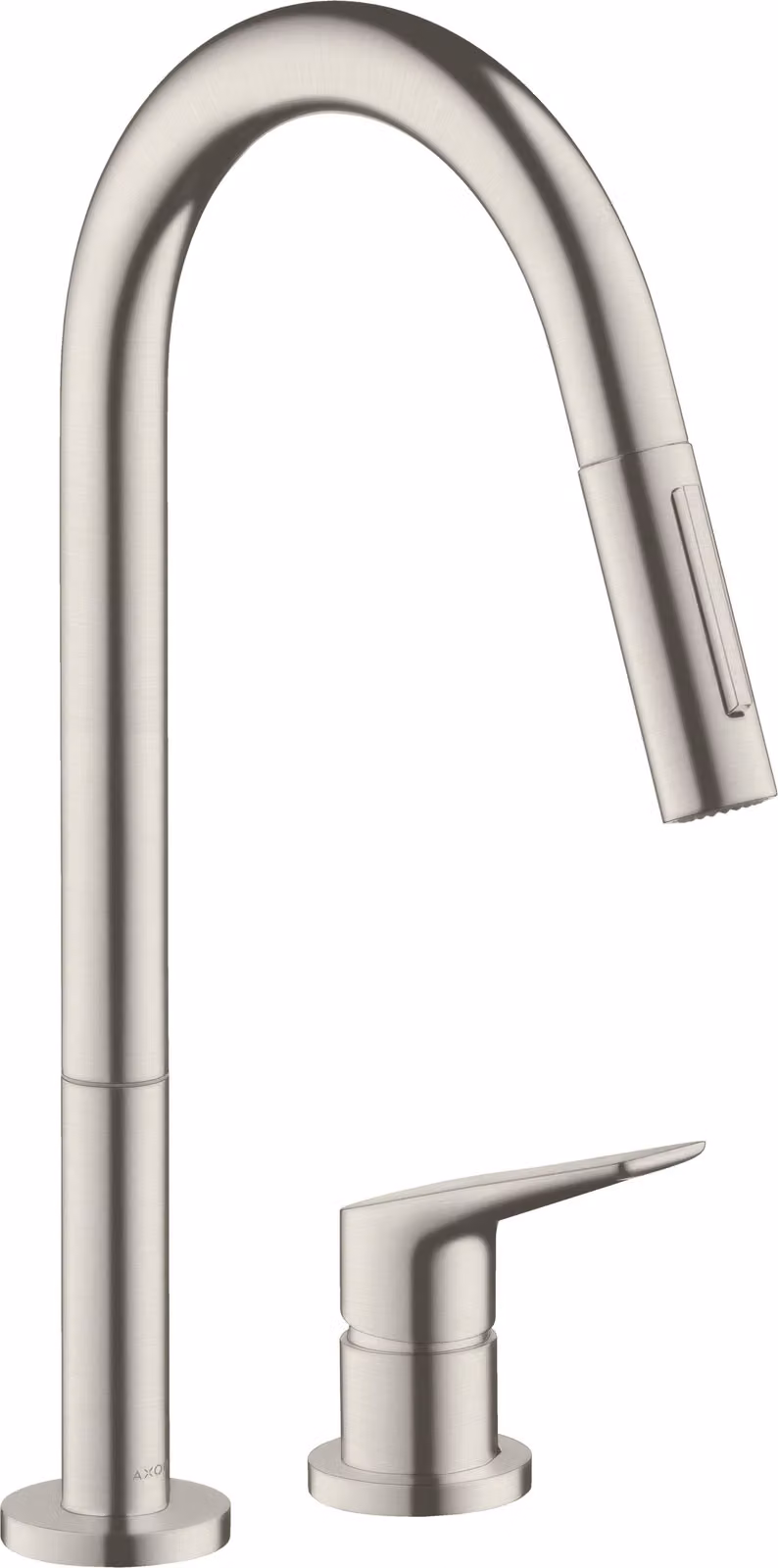 Hansgrohe Axor Citterio M Miscelatore per lavello a 2 fori in acciaio con doccetta estraibile