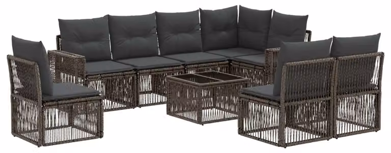 Set Divano da Giardino 9 pcs Grigio e Grigio Scuro polyrattan