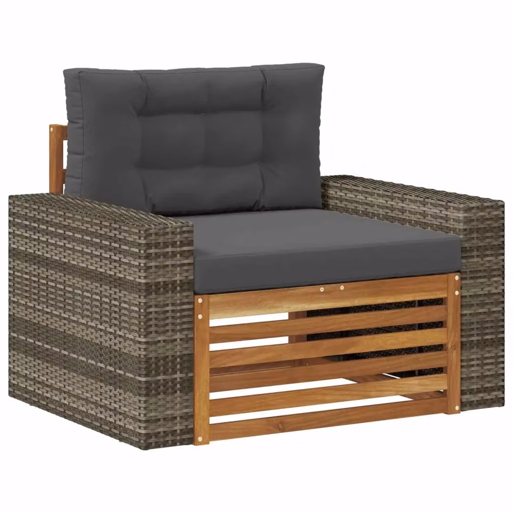 Divano centrale da esterno vidaXL in legno di acacia con cuscini inclusi, colore beige, antracite o grigio – 2