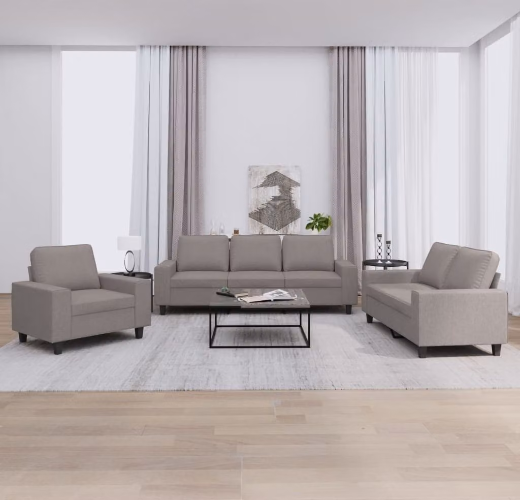 Maison Exclusive - Set di divani a 3 posti in tessuto color taupe