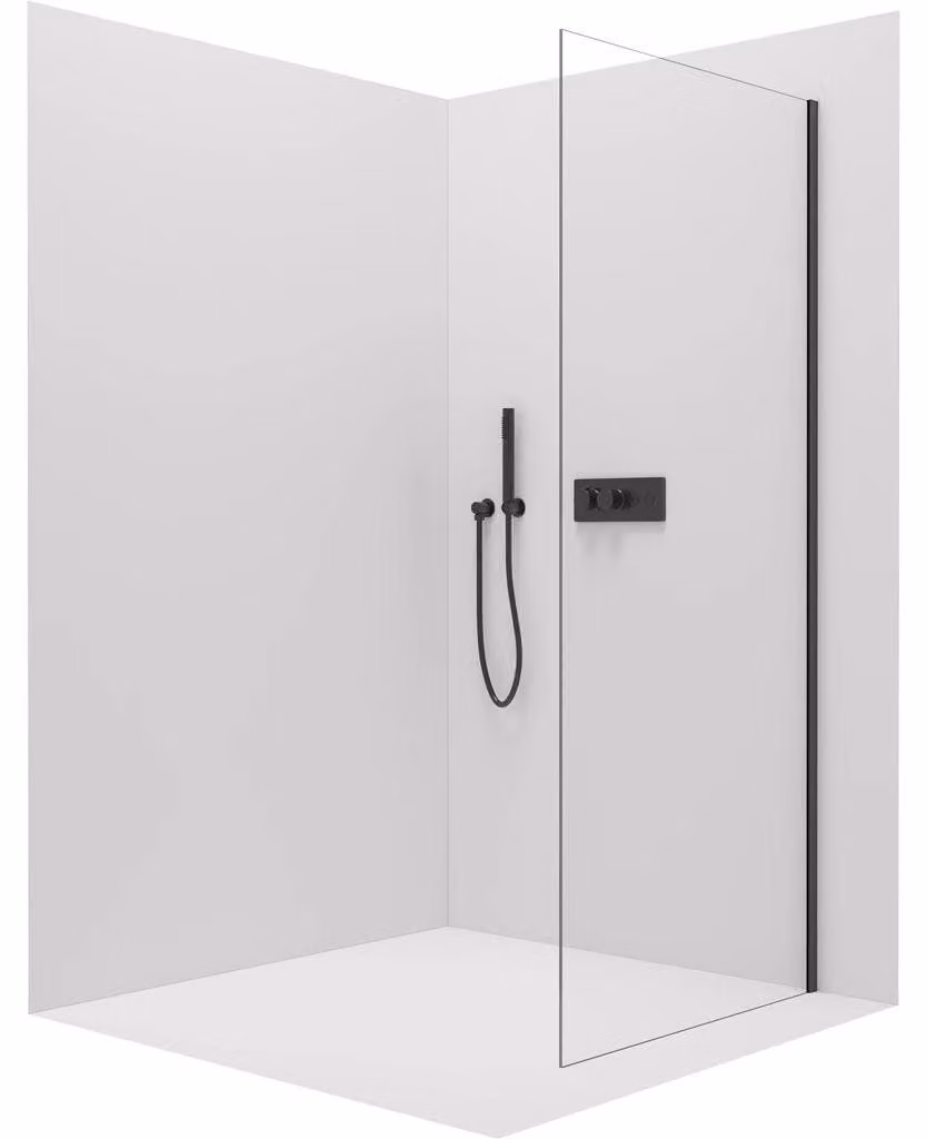 CERANO - Parete laterale Santoro L/P - 8 mm - nero opaco, vetro trasparente - 70x195 cm