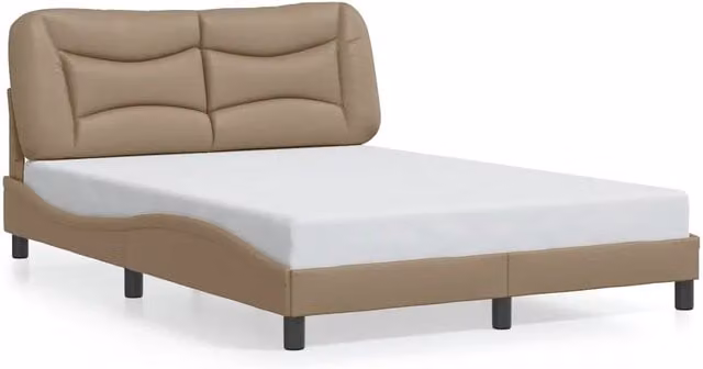 Letto matrimoniale | Letto per adulti | Giroletto senza Materasso Hvar Cappuccino 140x200 cm in Similpelle