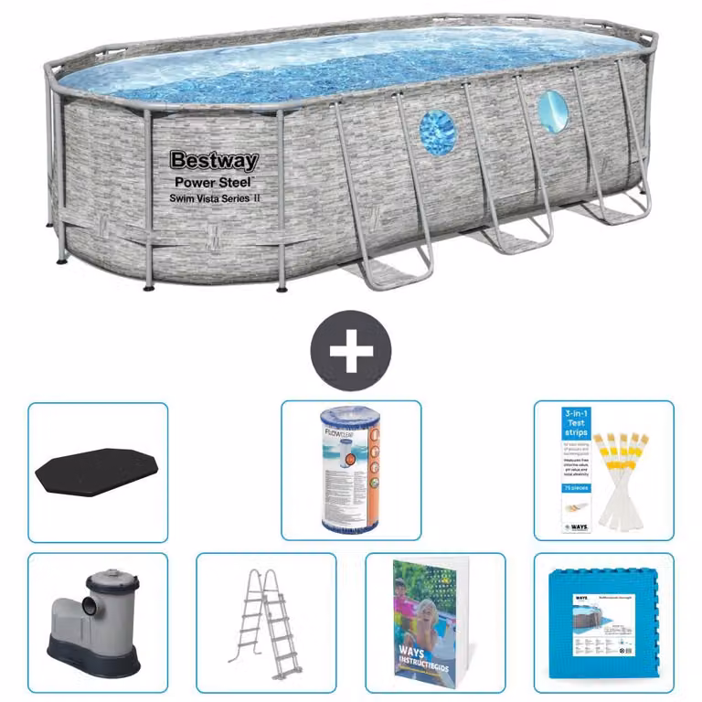 Bestway Power Steel, piscina ovale - 549x274x122 cm - composta da 6 parti, modello S602
