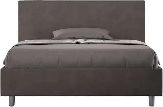 Letto queen size senza rete imbottito 150x200 microfibra grigio Adele