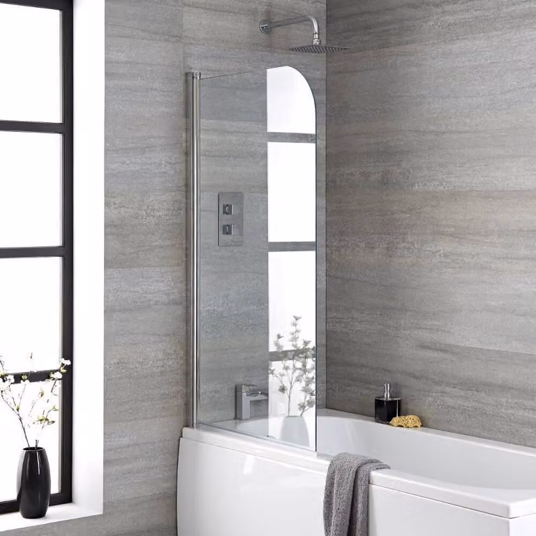 Parete Doccia per Vasca Da Bagno Curva - Finitura Cromata