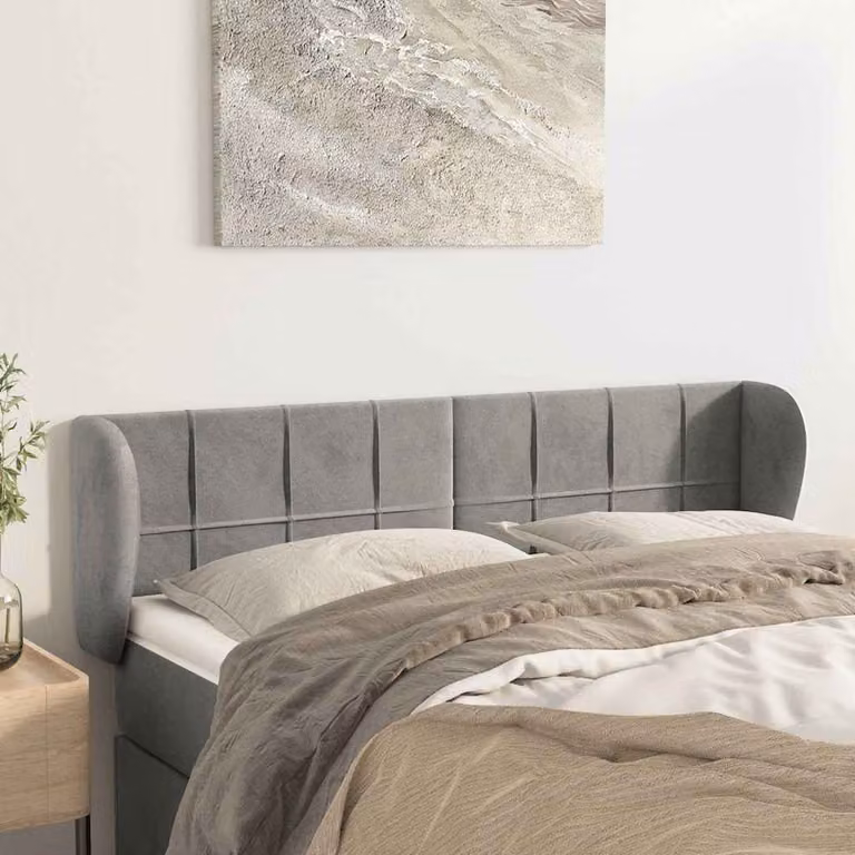 Testiera ad orecchio vidaXL in velluto grigio chiaro L: 147 cm, P: 23 cm, H: 78-88 cm