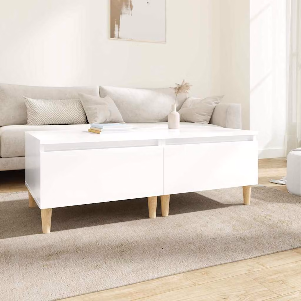 Set di 2 tavolini vidaXL in legno multistrato bianco lucido, L/P/H: 50 x 46 x 35 cm