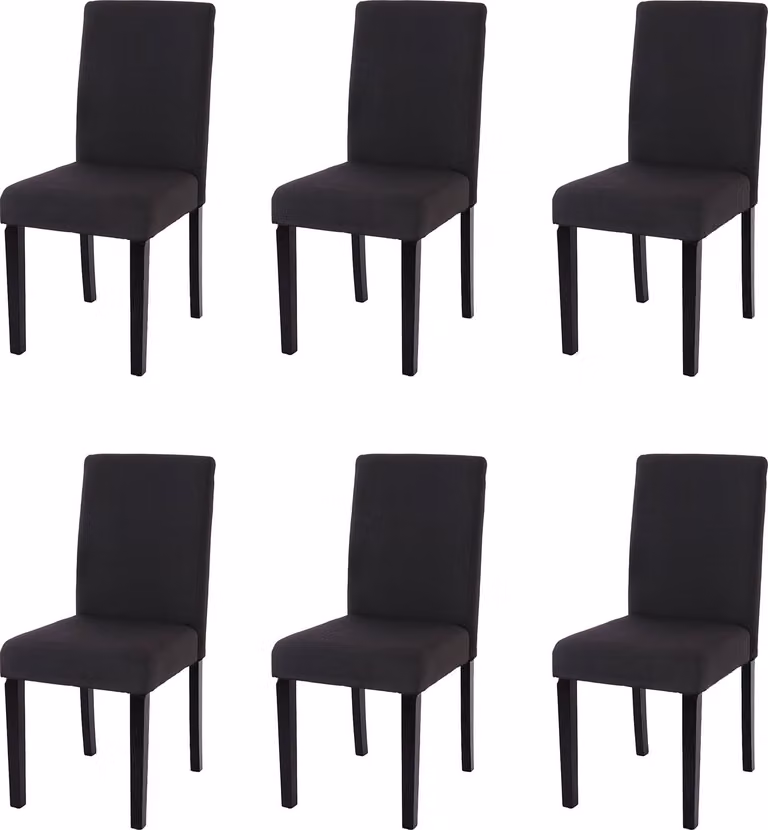 Set di 6 sedie da sala da pranzo Sedie da cucina classiche e intramontabili | A x L x P 90 x 43 x 48 cm | Altezza seduta 45 cm | Tessuto | Gambe scure | Nero