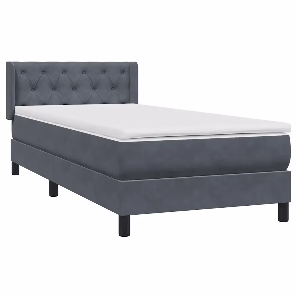 Letto Ibrido con Giroletto a Molle e Materasso vidaXL in Velluto Grigio e Bianco L: 83 cm, P: 223 cm, H: 151 cm – 2