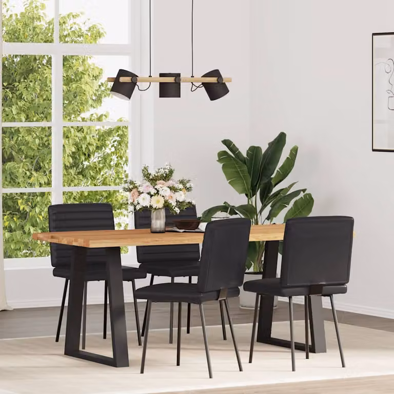 Sedie da Pranzo 4 pz Nere in Pelle finta