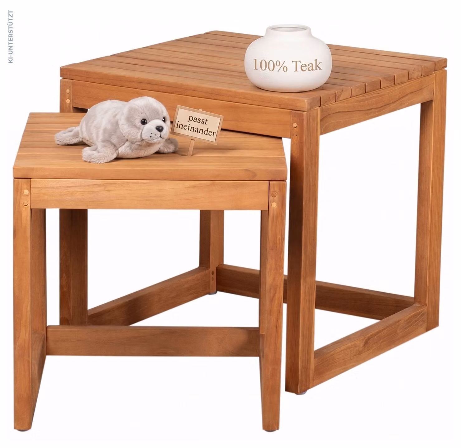 Tavolino Verwood Set da 2 in legno massello di teak Giardino Terrazza Balcone