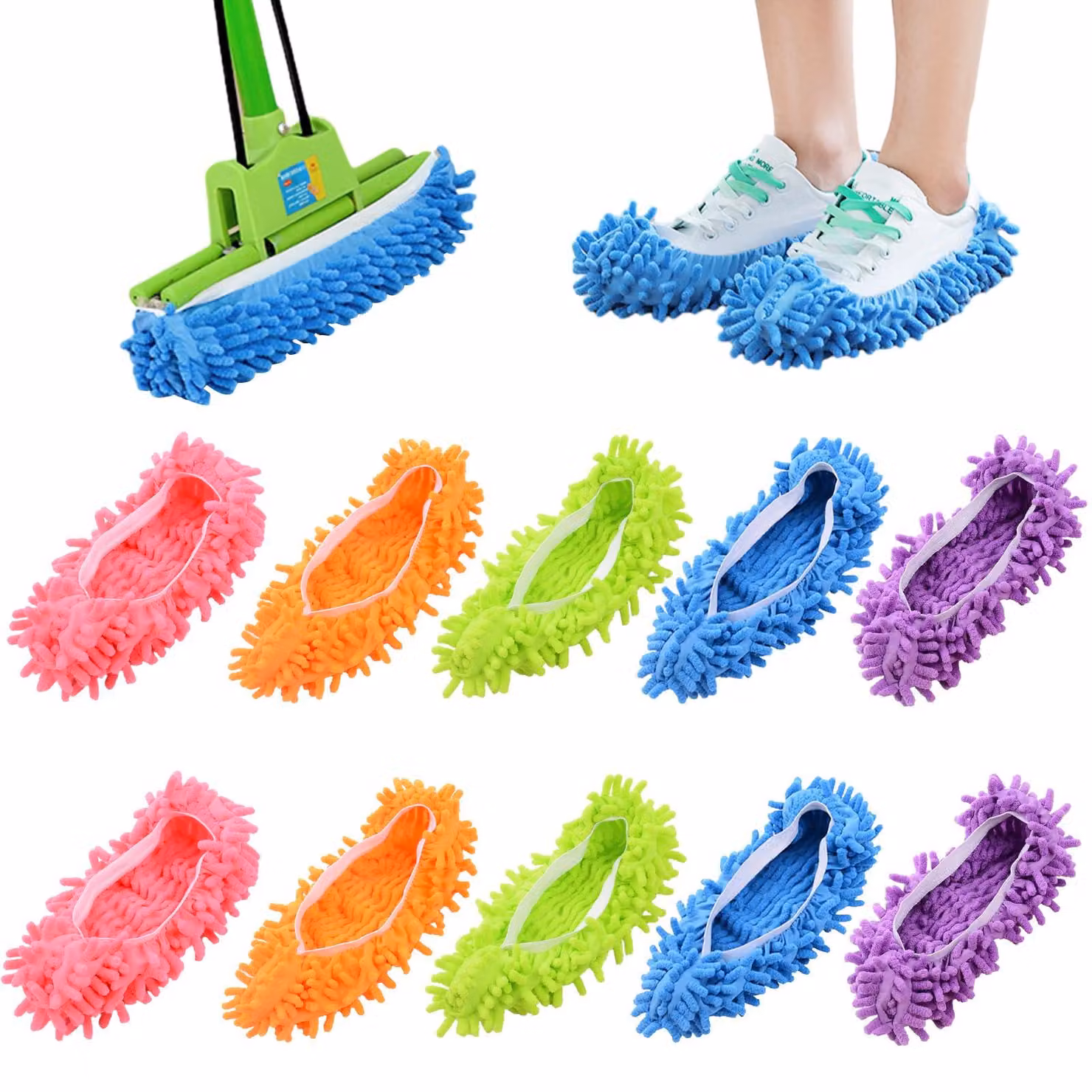 10 paia di scarpe per la pulizia in microfibra, ideali per la pulizia dei pavimenti