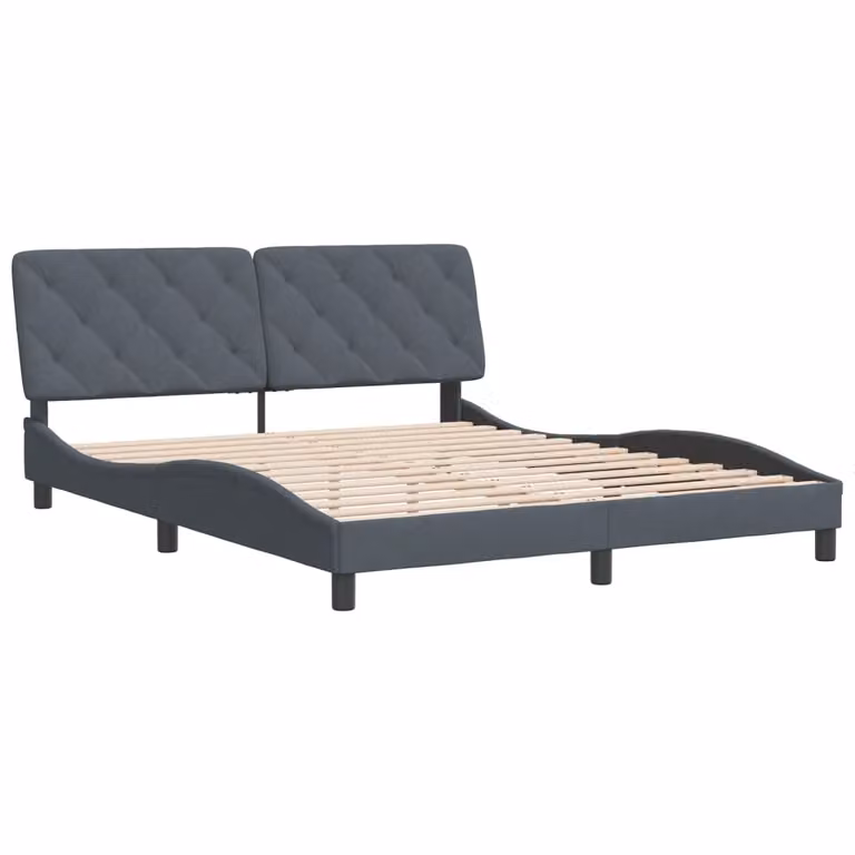 Giroletto senza Materasso Grigio Scuro 160x200 cm Velluto