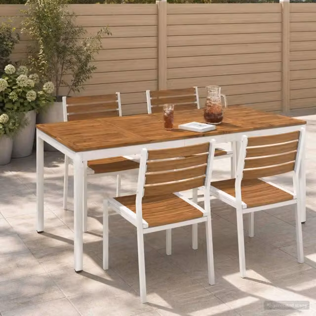 Tavolo da giardino rettangolare vidaXL in legno di acacia naturale e bianco L 180 x P 88,5 x H 75 cm