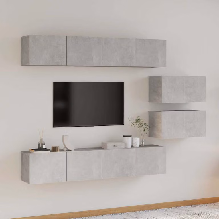 Set di Mobili Porta TV 6 pz vidaXL in Legno e MDF Grigio Cemento