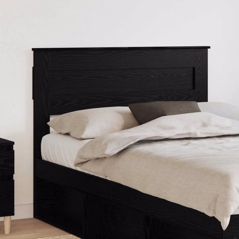Testiera per letto vidaXL in legno ingegnerizzato nero con finitura rovere lucido