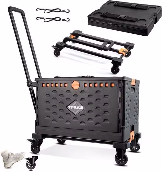Carrello trasportabile pieghevole con maniglia di piegamento - 2-in-1 carrello di trasporto - 60L