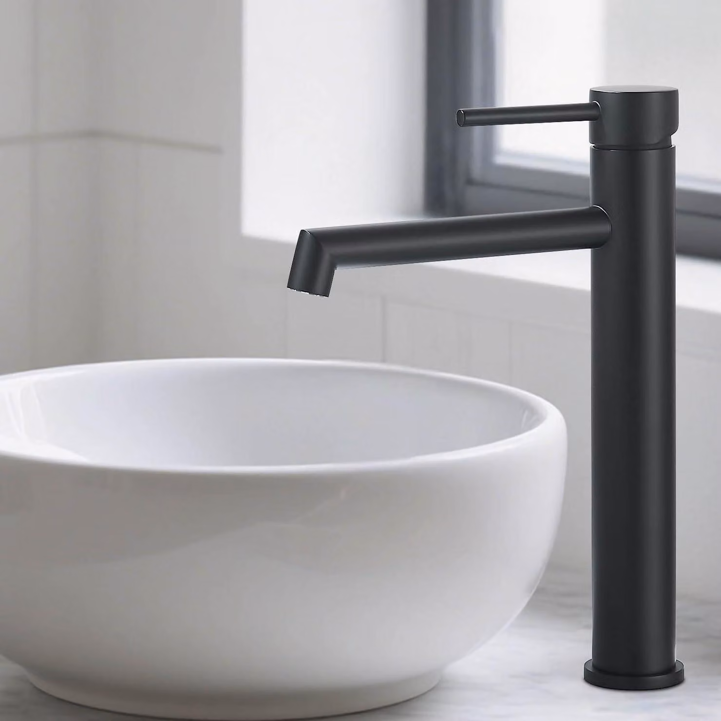 Miscelatore monocomando per lavabo, acciaio inossidabile nero opaco, altezza del beccuccio 200 mm