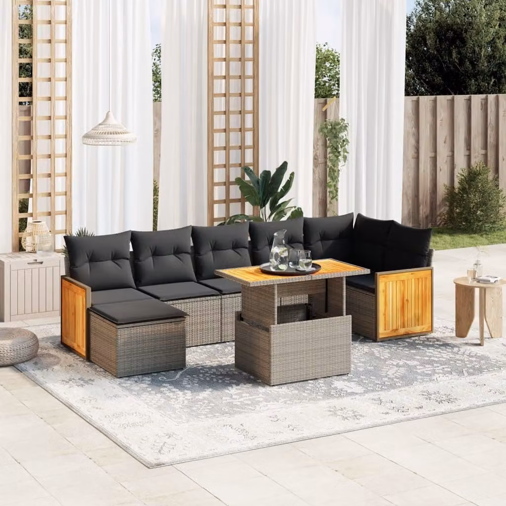 Maison Exclusive - Set Divano da Giardino 8 pz con Cuscini Grigio in Polyrattan