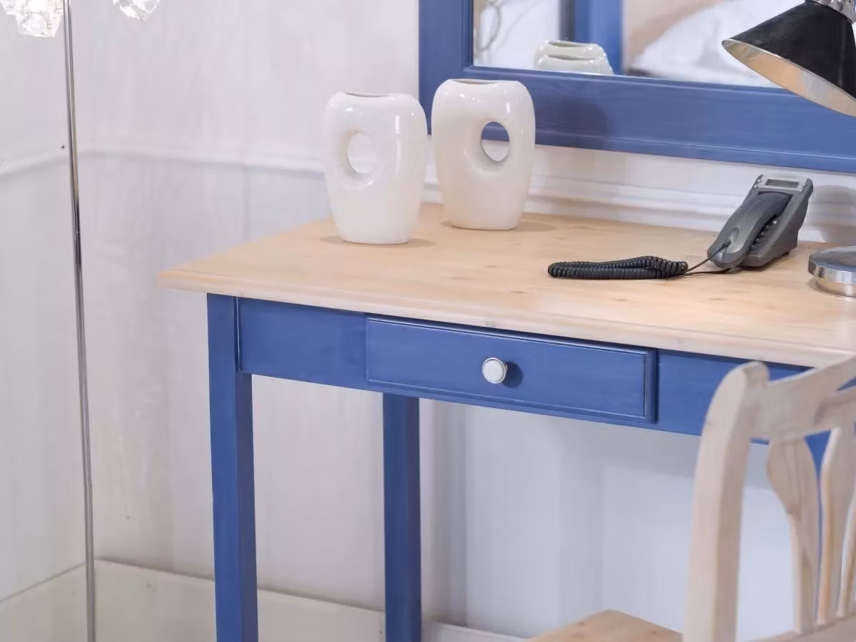 Scrivania con 1 cassetto in legno laccato blu Mobili 2G L: 99 cm, P: 61 cm, H: 80 cm – 4