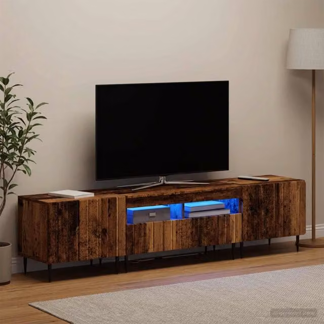 Mobile TV LED a 3 pezzi ZWOLLE Legno antico 3416526