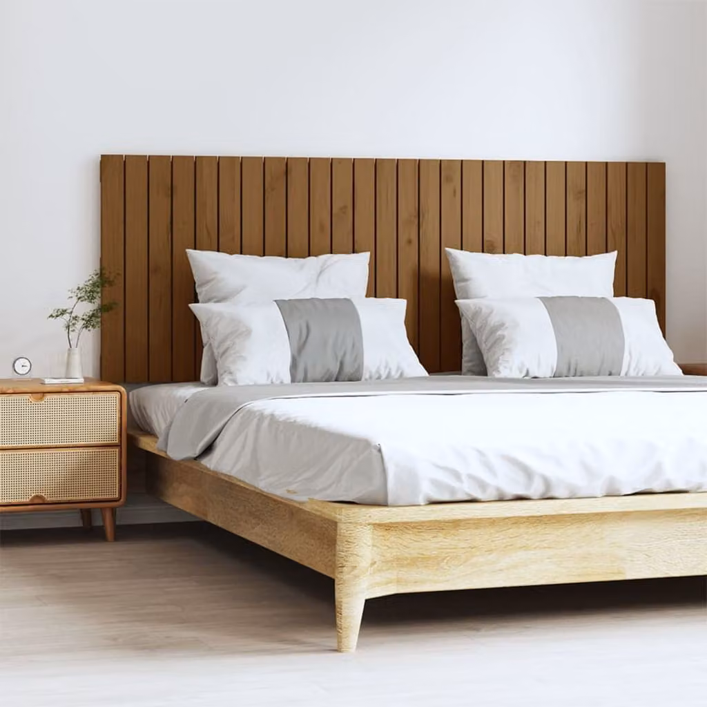 Testiera da parete vidaXL in legno massello di pino, colore marrone, L 166 x P 3 x H 60 cm