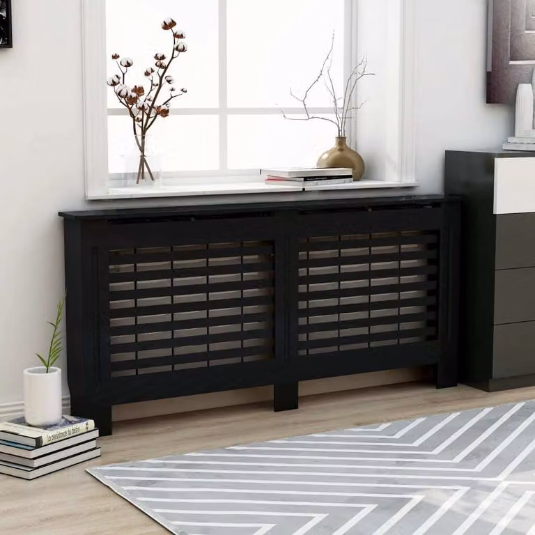 The Living Store Rivestimento per radiatori nero 172x19x81,5 cm MDF