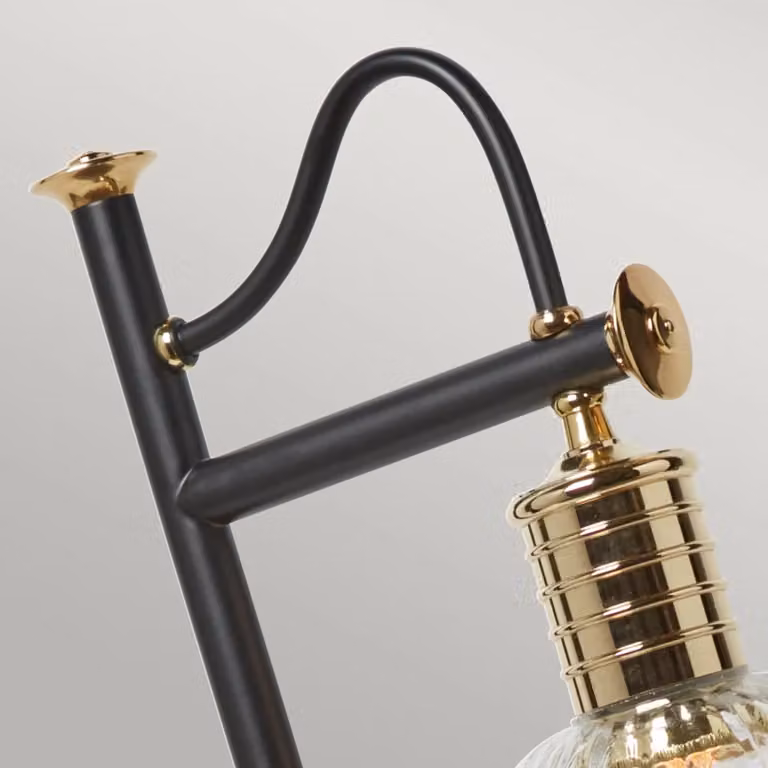 Lampada da scrivania regolabile Elstead Lighting in metallo nero e ottone lucido con attacco E27