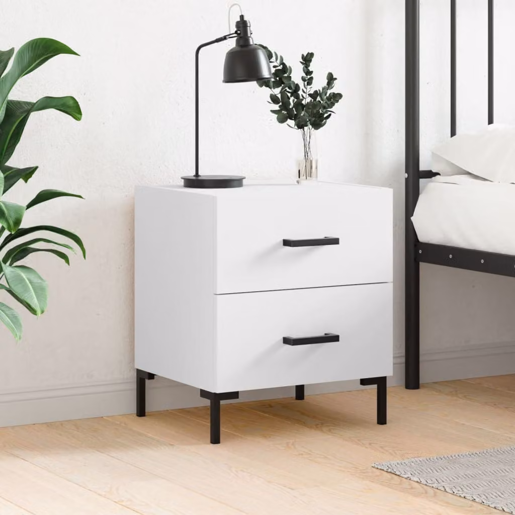 vidaXL Comodino Moderno Bianco in Legno e MDF L: 40 cm, P: 35 cm, H: 47,5 cm