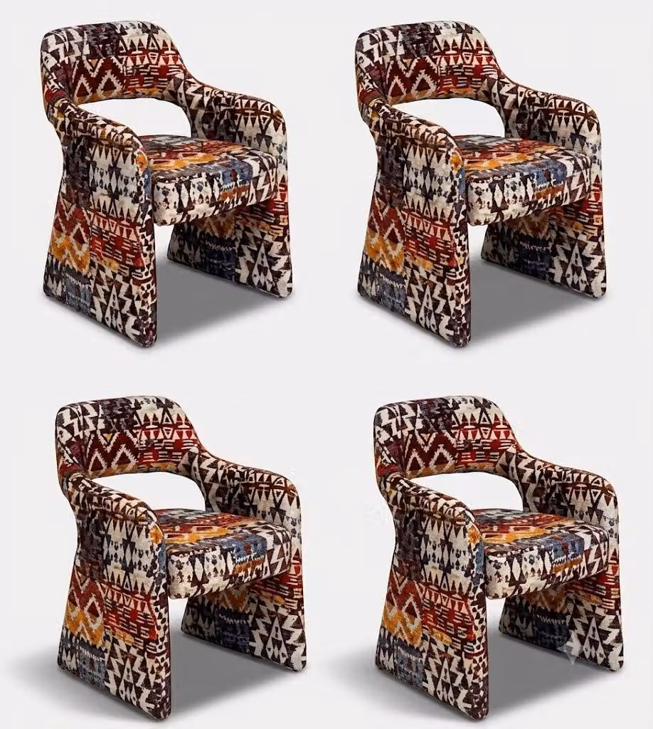 Set di sedie dal design moderno, colorate, realizzate in tessuto, confortevoli, stabili ed eleganti