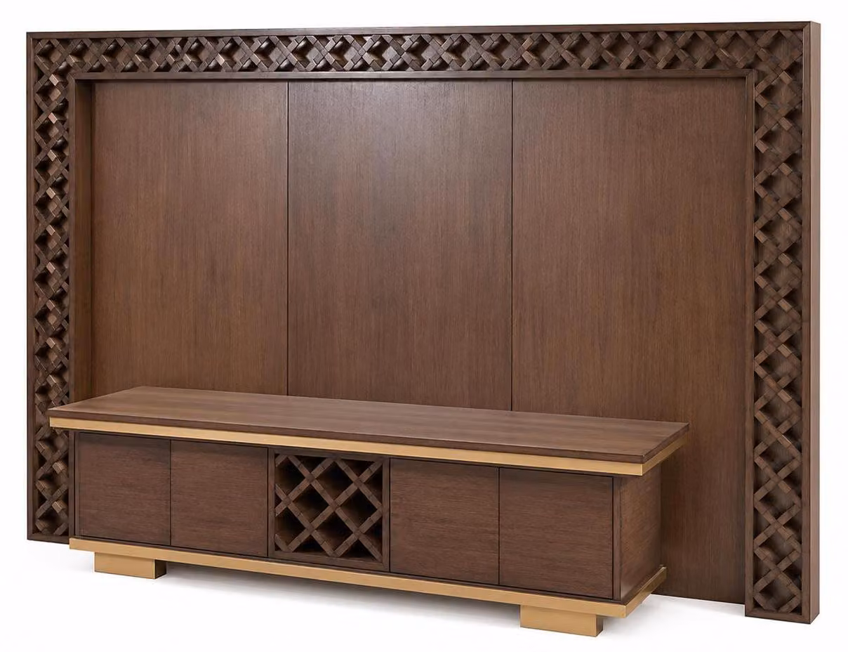 Mobile TV in legno noce, design elegante, color marrone, ideale per il soggiorno