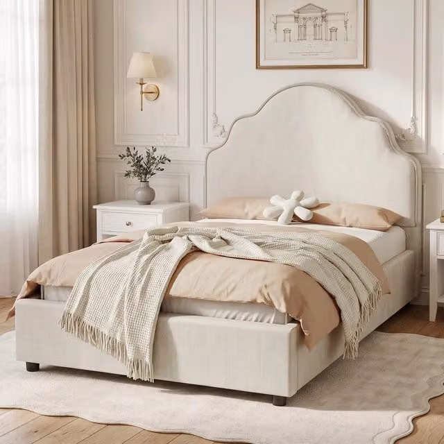 Letto imbottito singolo ¨C Minimal ¨C beige tessuto 90x200cm