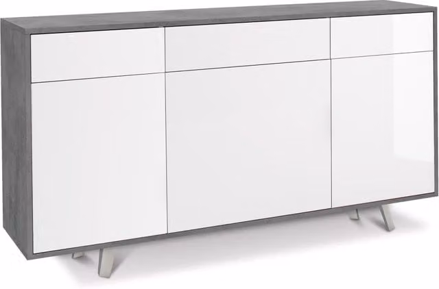 Mobile da cucina GIORDANOSHOP con 3 ante e 3 cassetti, finitura bianco e grigio lucido, L: 164 cm, H: 92 cm, P: 41 cm