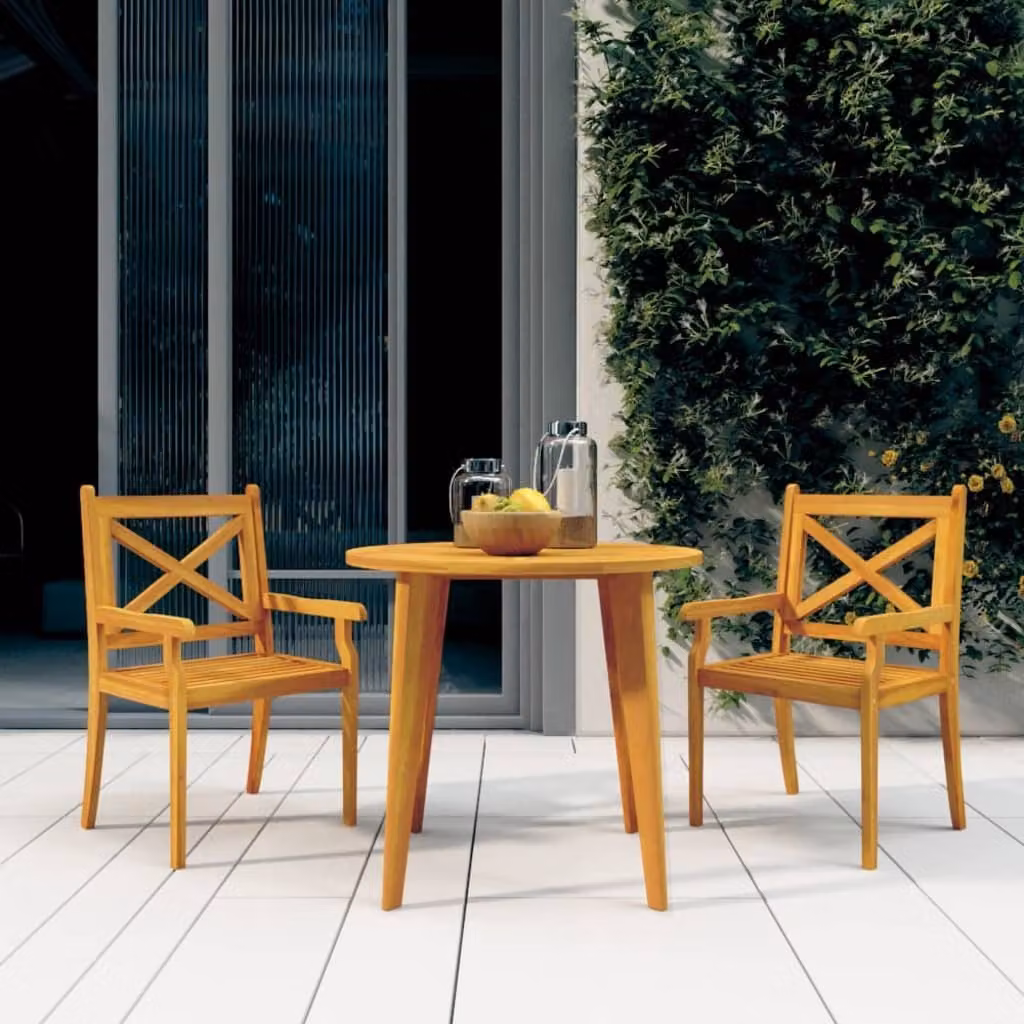 The Living Store Set da pranzo da giardino 3 pz. Set da pranzo da giardino in legno massiccio di acacia
