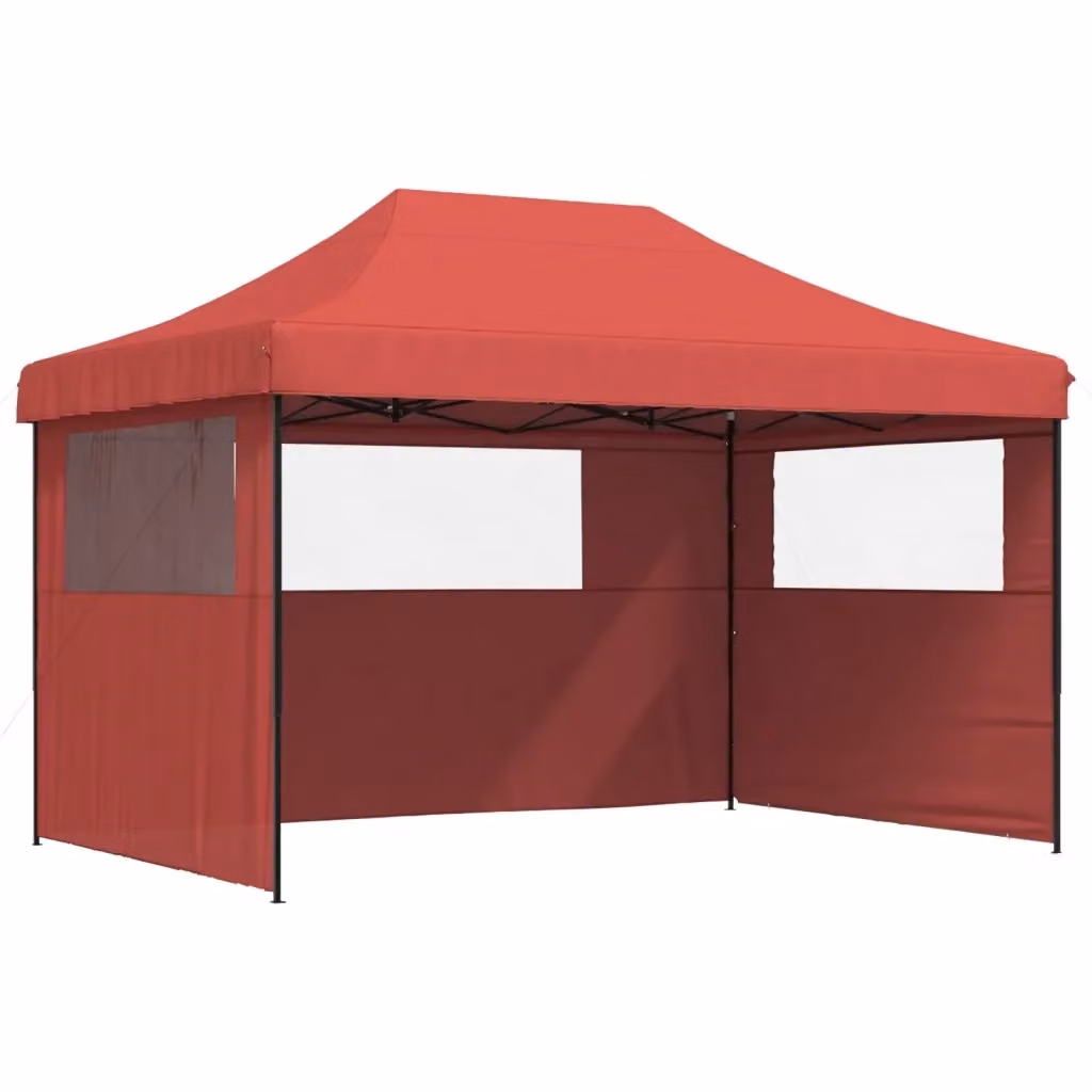 Tendone per feste pieghevole pop-up Videx con 3 pareti e finestre, rosso e nero, L/P/H: 410 x 315 x 279 cm – 2