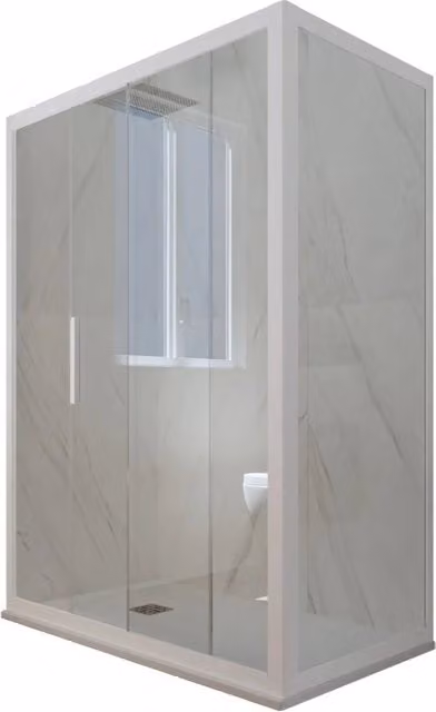 Box doccia scorrevole rettangolare FORTE mod. Deco Duo con vetro trasparente e profilo bianco matt L: 150 cm, P: 75 cm, H: 200 cm – 1