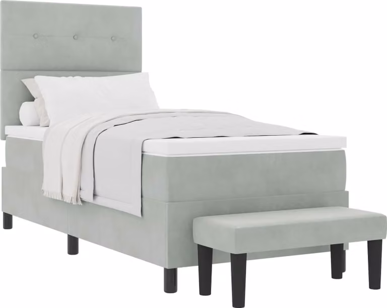 Letto a molle con testiera Grigio chiaro 200 x 80 cm Velluto
