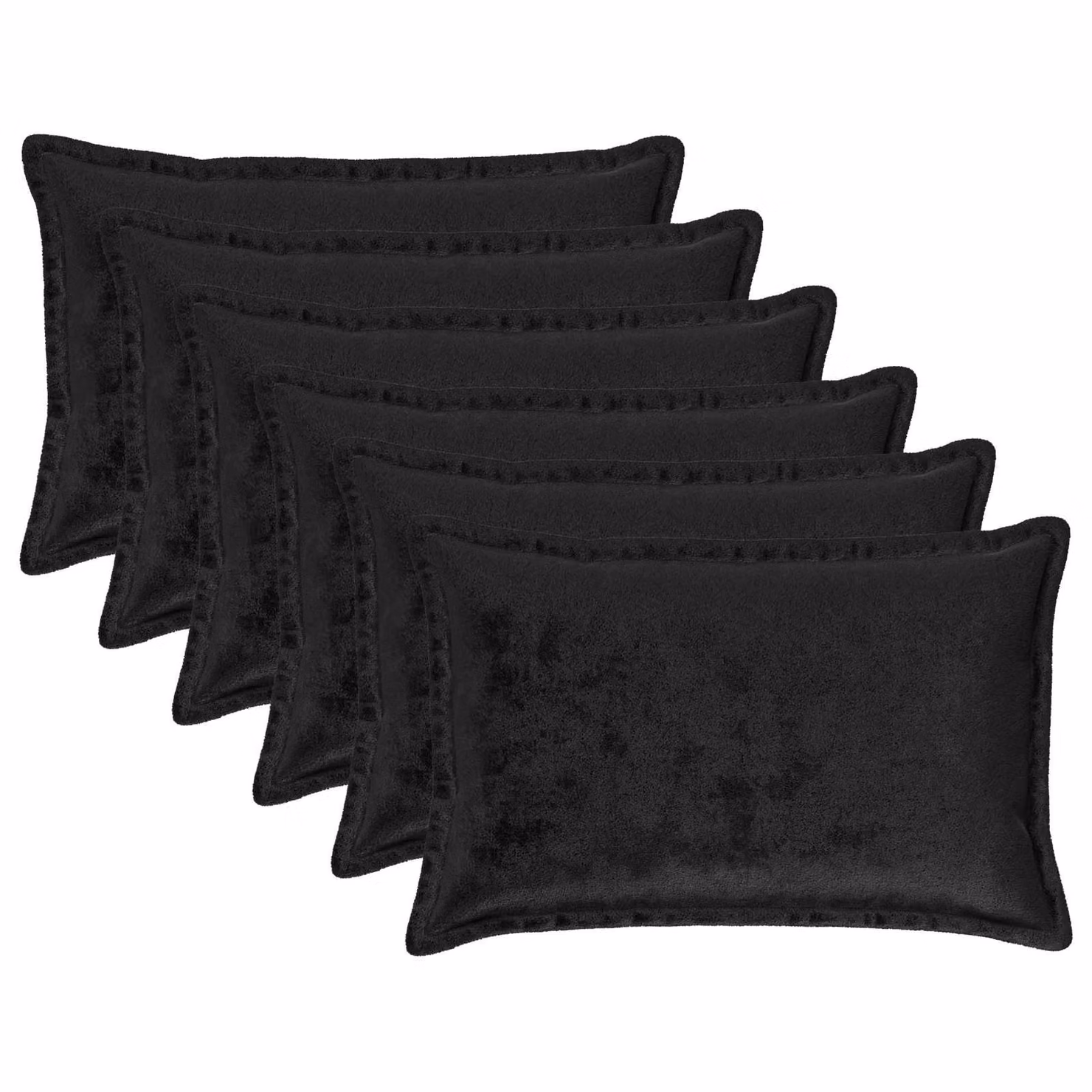 Set di 6 federe vidaXL HOUTEN in flanella nera, L 50 cm x P 75 cm